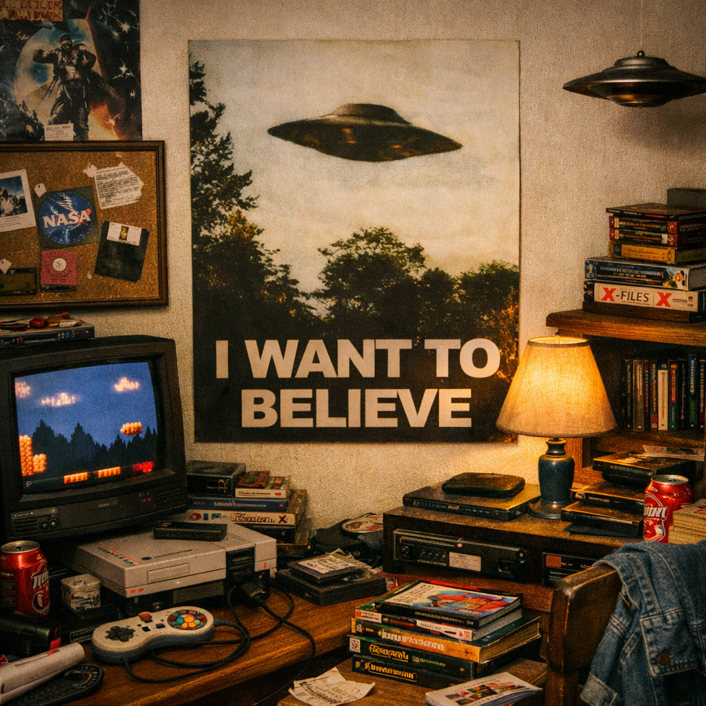 The X-Files "I Want to Believe" UFO Poster - Vintage Retro Sci-Fi Wall Art for Home, Gaming Room & Bar Decor