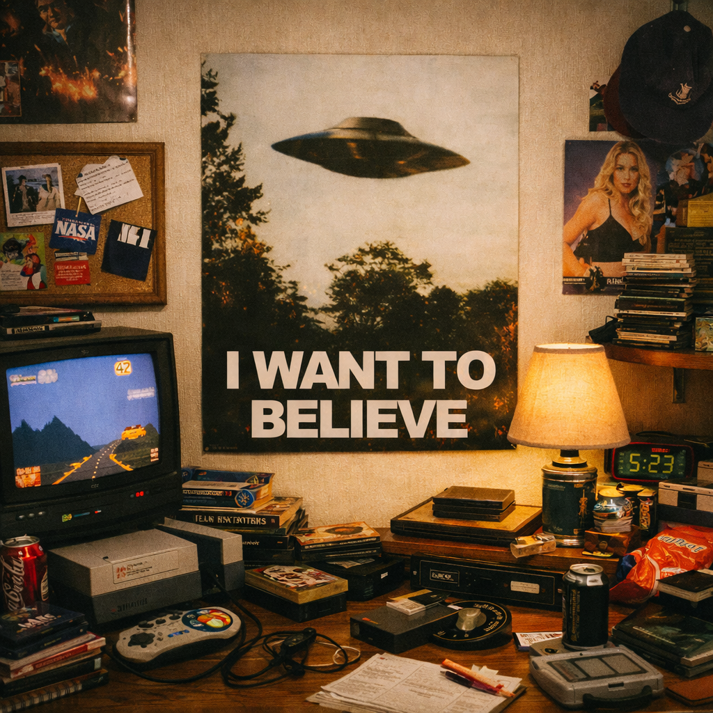 The X-Files "I Want to Believe" UFO Poster - Vintage Retro Sci-Fi Wall Art for Home, Gaming Room & Bar Decor