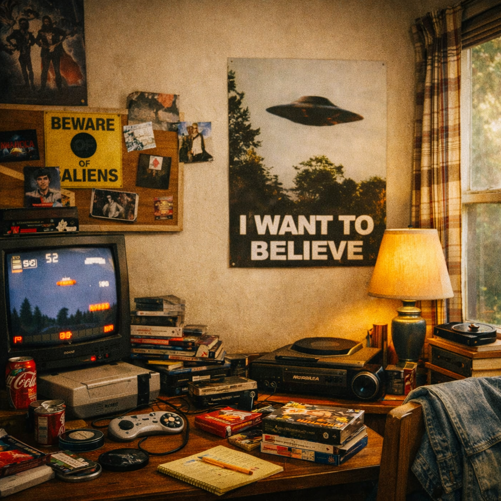 The X-Files "I Want to Believe" UFO Poster - Vintage Retro Sci-Fi Wall Art for Home, Gaming Room & Bar Decor