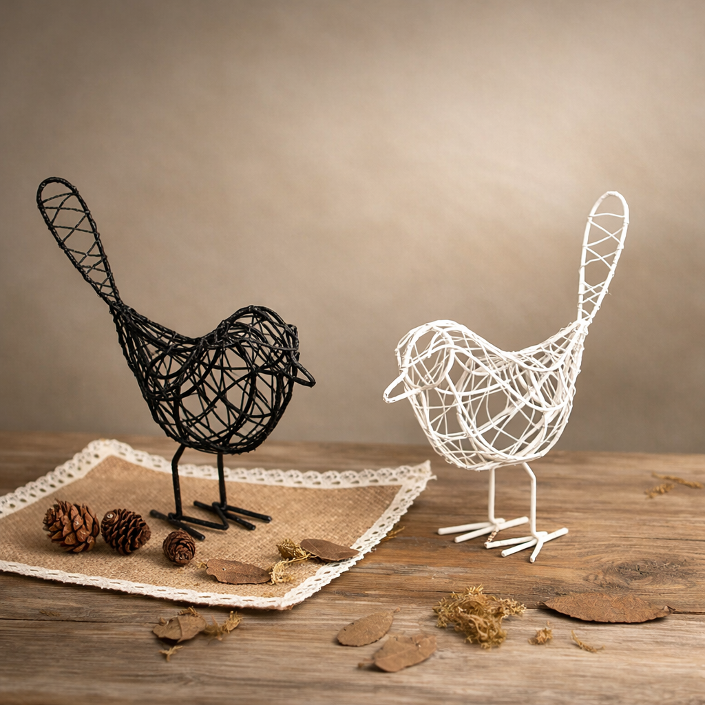 Iron Wire Bird Sculpture – Minimalist Home Décor