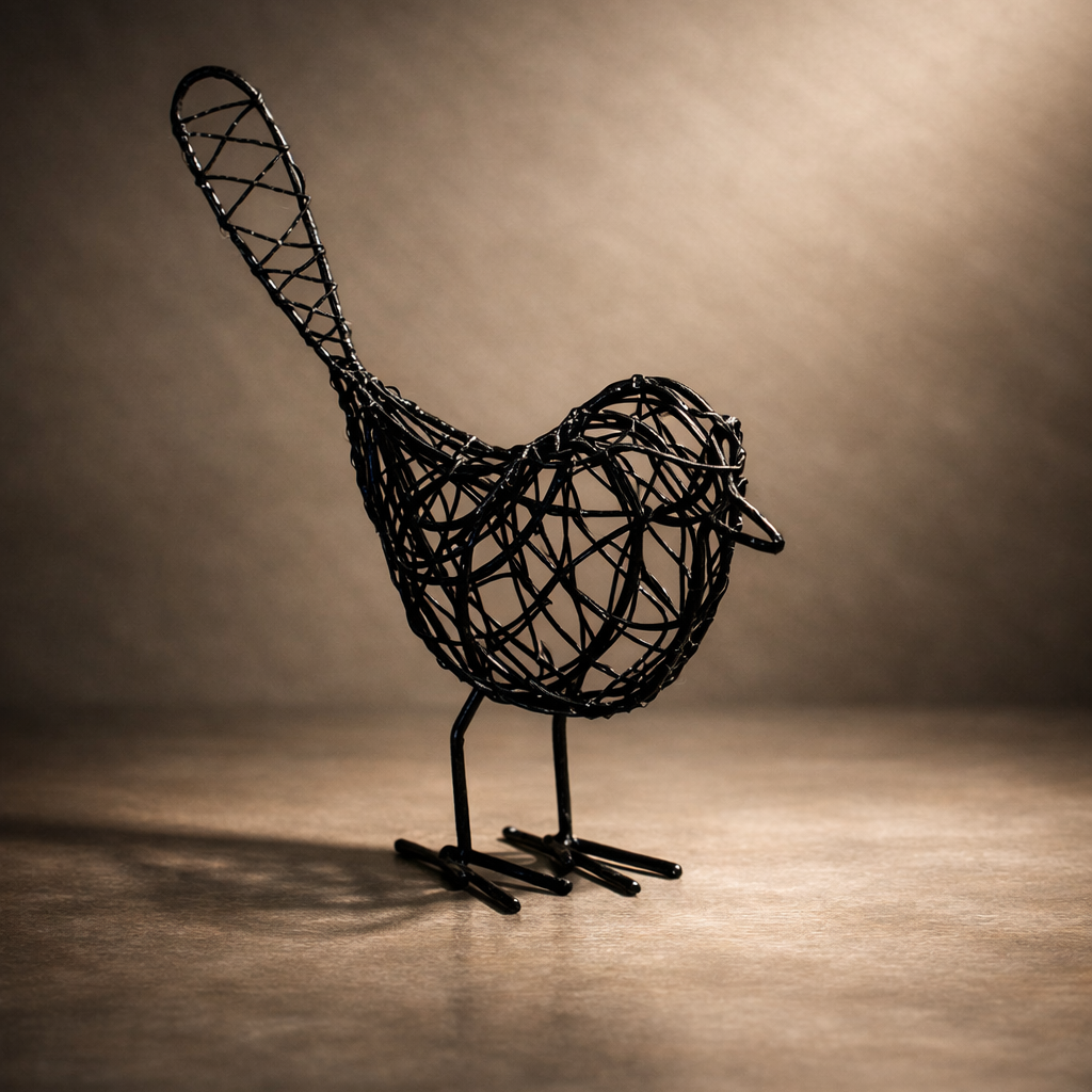 Iron Wire Bird Sculpture – Minimalist Home Décor
