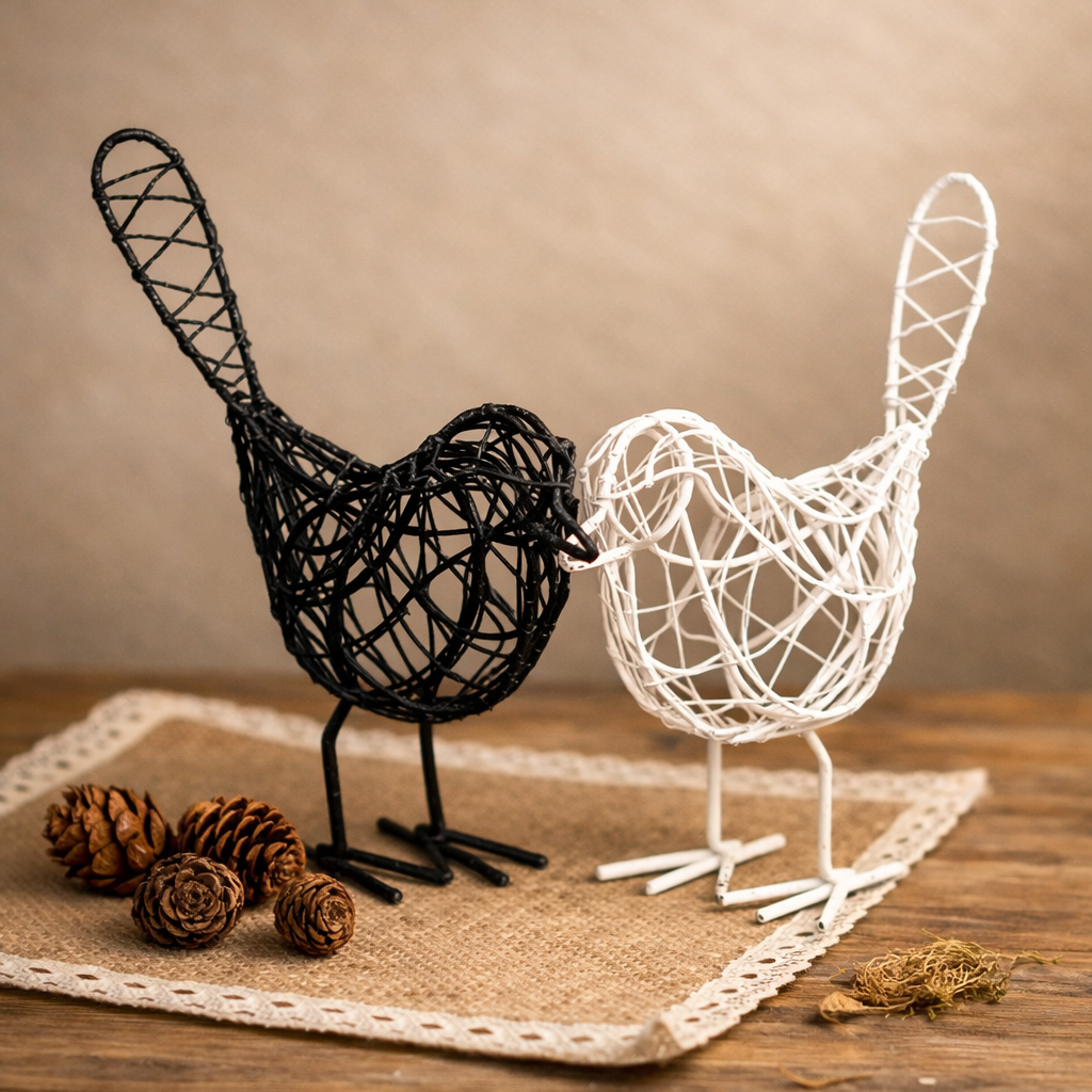 Iron Wire Bird Sculpture – Minimalist Home Décor
