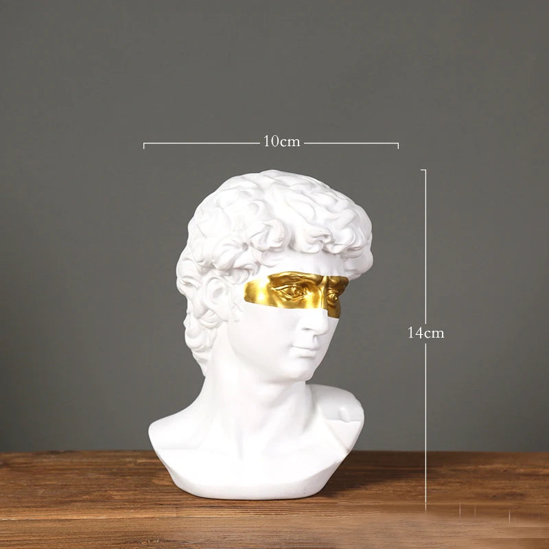 David Head Resin Bust Sculpture, white finish — elegant minimalist home décor piece