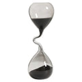 Hourglass with black sand on a white background